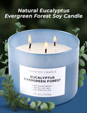 Eucalyptus Evergreen Forest Luxury 3 Wick Winter Pine Candle | Mens Candles, Scented Candles for Home | Aromatherapy Stress Relief Soy Candles 15.8 oz | Balsam Fir Woods Candles for Men & Women