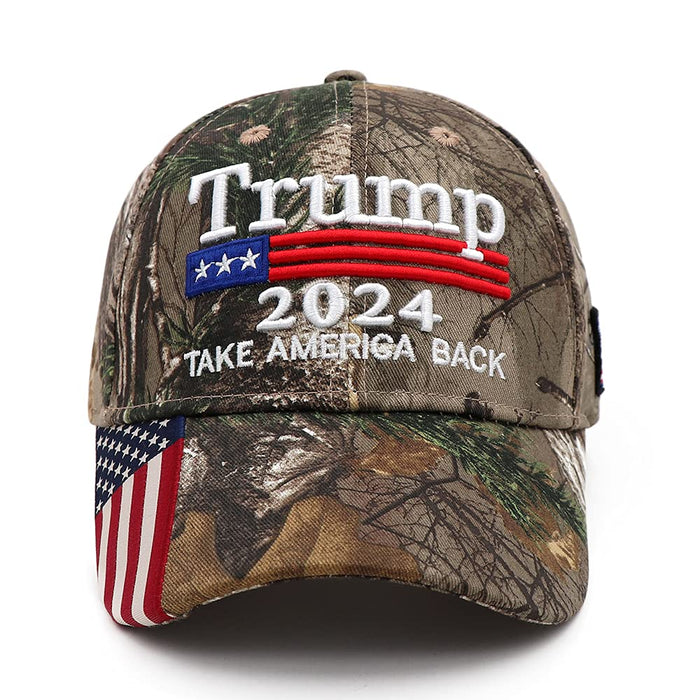 Trump 2024 Hat MAGA Hat Embroidered Take America Back Donald Trump Slogan USA Adjustable Camo Baseball Cap for Woman Men