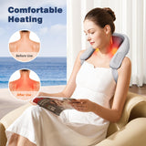 KNQZE Neck Massager with Heat, Cordless Deep Tissue 4D Expert Kneading Massage, Shiatsu Neck and Shoulder Massage Pillow for Neck, Traps, Back and Leg Pain Relief, Gifts - Gray