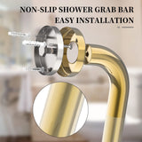 Gold Shower Grab Bar 24 Inch, Zepolu Stainless Steel Anti-Slip Bathroom Grab Bar w/Knurled Grip, Golden Safety Balance Support Toilet Assist Handrail Textured Handle for Handicap Injury Elderly Senior