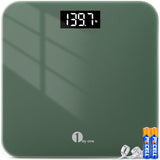 1 BY ONE Digital Body Weight Scale, Bathroom Weighing Scale for People with Large LED Display, 400 lbs,Tape Measure and Batteries Included