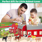 Farm Animals Toys for 3+ Year Old Toddlers Girls Boys, Big Wooden Barn Farm with Figures Animals Toy Pretend Play for Kids, Farm Playset Educational Learning Toys, Ideal Christmas Birthday Gifts