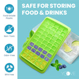 BPA Free Ice Cube Tray With Lid & Bin For Freezer With Cover, Container & Tong | No Spill Stackable Ice Cube Trays With Easy Release | Large Ice Mold Maker | Perfect for Cocktails & Whisky