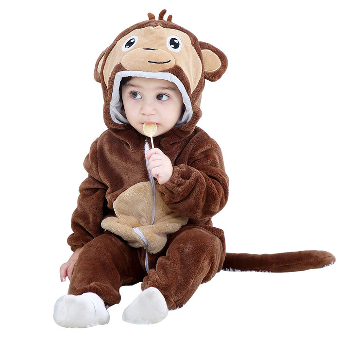 BJWEO Cute Baby Girl Boy Animal Christmas Outfit Halloween Costume, Newborn Infant Toddler Winter Onesie Pajamas Cosplay(Monkey, 30-36 M)