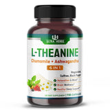 L-Theanine Supplement - 10,680MG 6 IN 1 Complex Enriched with Magnesium, Ashwagandha, Saffron, Chamomile - Support Relaxation, Calmness & Sleep Quality | 150 Capsules
