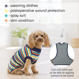 FUAMEY Recovery Suit for Dogs After Surgery,Soft Breathable Dog Bodysuit E-Collar & Cone Alternative Surgical Suit,Male Female Dog Neuter Spay Suits Anti Licking Wounds Onesie Dark Blue Stripes XL