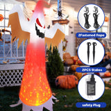 Dearsun 8FT Giant Halloween Inflatable Ghost with red Flame lamp Inside, Blow up Halloween Inflatable Outdoor Decoration Jumbo Party Yard Decoration (Ghost with Flame lamp)