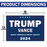 Trump 2024 Yard Sign, Trump Signs for Yard, 12" x 18" inches Double Sided with H-Metal Stake, Trump 2024 Signs for Yard, Maga Yard Sign, Trump Signs, Donald Trump Yard Sign, Trump Vance Lawn Sign