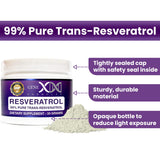 GENEX Trans Resveratrol 1000mg Serving 99% Pure Micronized Pharmaceutical Grade Trans-Resveratrol Powder 30 Servings or 30Grams 1Gram Per Day 30-Day Supply Made in a GMP & NSF Certified Facility