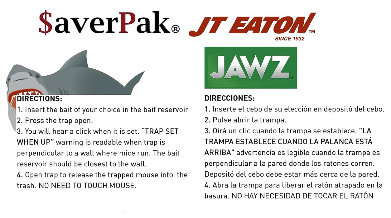 $averPak 2 Pack - Includes 2 JT Eaton Jawz Mouse Traps for use with Solid or Liquid Baits