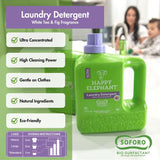 Happy Elephant Liquid Laundry Bundle - Laundry Detergent & Fabric Softener, Ultra Concentrated, Eco Friendly, Stain Remover, Fresh Linen, High Efficient, 64 loads - White Tea and Fig (2 x 64 fl oz)