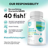 Vegan Omega 3 DHA & EPA Supplement - Algae Omega-3 Fatty Acids 1000mg - Fish Oil Alternative for Heart, Brain, Joint, and Immune System Support (90 Count (Pack of 1))