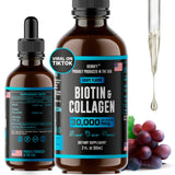 Liquid Collagen & Biotin - Hair Growth Supplement - Hair Skin and Nails Vitamins - Joint Health Supplement - Made in USA - Hair Growth for Women - Natural Liquid Collagen for Women and Men 2 Fl Oz