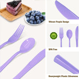 150 Pcs Purple Plastic Silverware Purple Utensils Purple Silverware Set Includes 50 Purple Plastic Forks, 50 Purple Spoons, 50 Purple Knives for Birthday, Wedding, Baby Shower