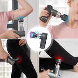 HubiCare Heat and Cool Massage Gun, Deep Tissue Impact Massager for Pain Relief, Muscle Handheld Therapy Gun, with Level 8 Intensity-Control Modes, 4 Replaceable Massage Heads