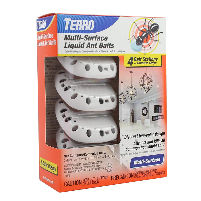 TERRO Multi-Surface Liquid Ant Baits 4 Bait Stations Attracts & Kills All Ants