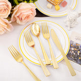 Supernal 360pcs Gold Plastic Silverware Heavy Duty,Gold Silverware Disposable, Plastic Silverware Sets for Parties with 120 Gold Plastic Forks,120 Disposable Knives and 120 Disposable Spoons