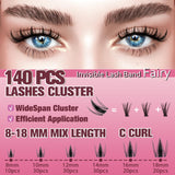 Fairy Lash Clusters Kit 8-18mm Manga Eyelash Clusters C Curl - WideSpan DIY Eyelash Extensions Kit Wet-Look Spiky Anime Lashes Individual Fake Eyelashes Clusters Kit Ultra-Thin Invisible Lash Band