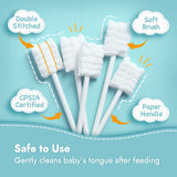 Papablic 100-Pack Baby Tongue Cleaner Newborn, Baby Disposable Infant Toothbrush, Upgrade Baby Oral Gum Cleaner with Paper Handle for Babies and Infants Ages 0-2 Years