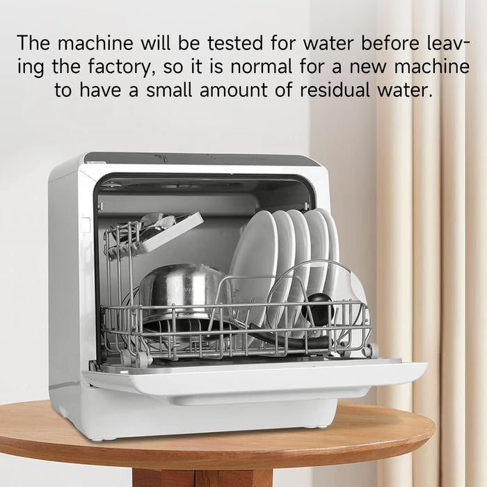 Countertop Dishwasher Tabletop Dishwasher With Water Tank, Mini Dishwasher With 5 Programs, With 360° Double Spray, Air Drying Function.
