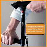 VIVA CARE Walking Cane with Light & Alarm - Foldable, Adjustable, Lightweight, for Balance & Stability for Adults, Seniors, & Injured. [Black]