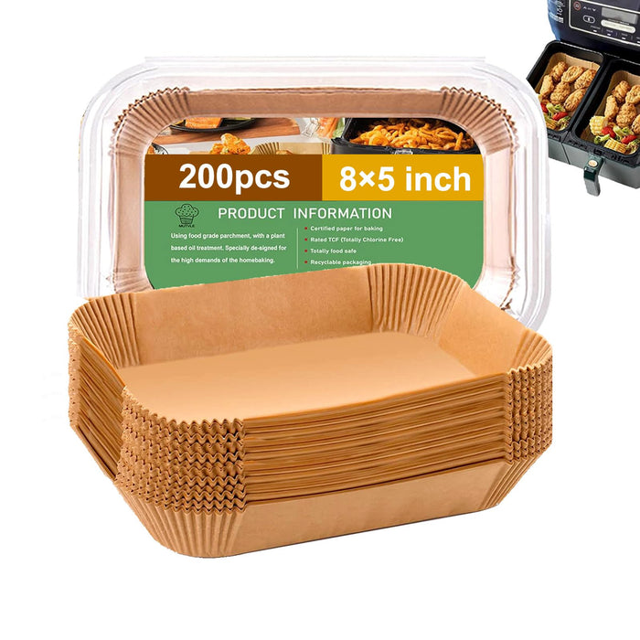 Rectangle Air Fryer Liners for Chefman double air fryer, Chefman Dual Liners Disposable, 200Pcs Heavy-duty Rectangular Parchment Paper Liner for COSORI 9Qt Double Air Fryer with 2 Baskets