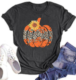 Halloween Pumpkin Graphic T-Shirt for Women Pumpkin Tee Tops Halloween Thanksgiving Gift Shirt Tops