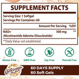 Liposomal NAD 500 mg Supplement, Advanced Formula for Cellular Support, 360 Servings