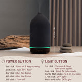 Gooamp 200ML Ceramic Diffuser,Aromatherapy Diffuser,Essential Oil Diffuser with 7 Color Lights Auto Shut Off for Home Office Room, Black (1/3/6/ON hrs Working time)