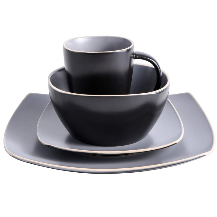 Gibson Elite Soho Lounge Dinnerware Set, Service for 4 (16pcs), Matte Gray