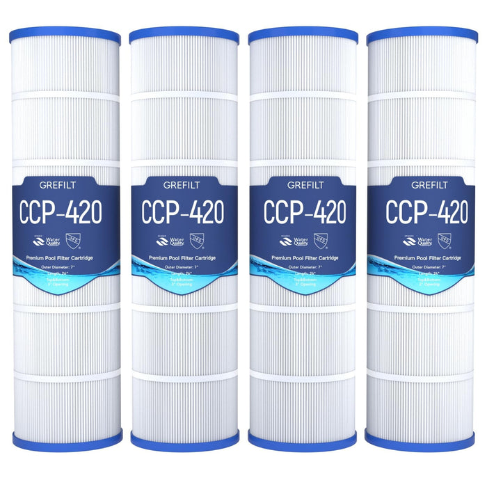 Grefilt CCP420 Pool Filter Cartridges, Compatible with Pentair Clean & Clear Plus 420, Replaces Pentair R173576, Pleatco PCC105-PAK4, 4-Pack, 420 sq.ft