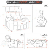 MCombo Small Dual Motor Power Lift Recliner Chair Sofa with Massage and Heat for Elderly People, Infinite Position, USB Ports, Fabric R7894 (Coffee, Small-Wide)