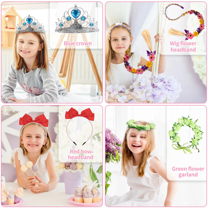 Kileubuto Princess Dress Up for Girls - Princess Dresses Clothes Costumes with Princess Crown Accessories for Little Girls 3-8,Toddler Girls Princess Toys Gift for Birthday Christmas