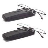 DOUBLETAKE Reading Glasses - 2 Pairs Compact Case Semi Rimless Readers