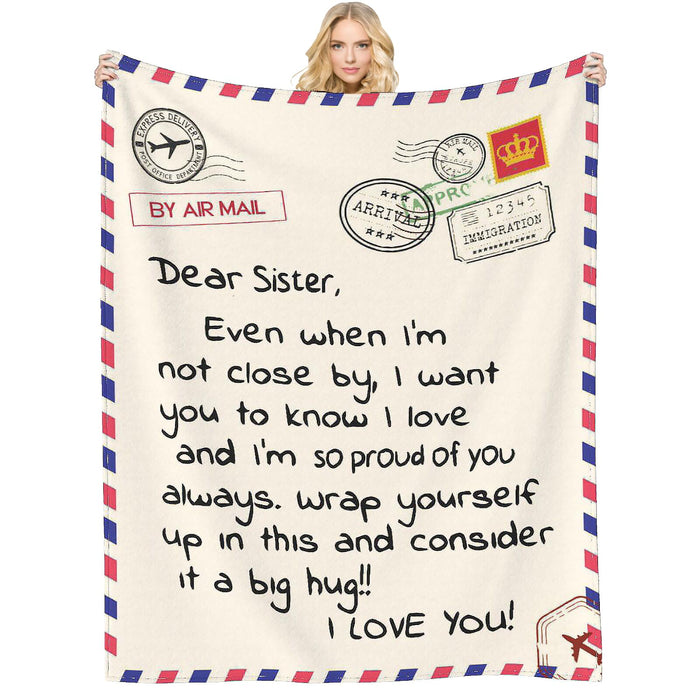 Sister Gifts Blanket，Graduation Birthday Gift for Sisters from Sister, to My Dear Sister Blanket for Mother's Day, Super Soft Flannel Throw Blankets for Christmas Valentines Day for Bed Couch(50x60)