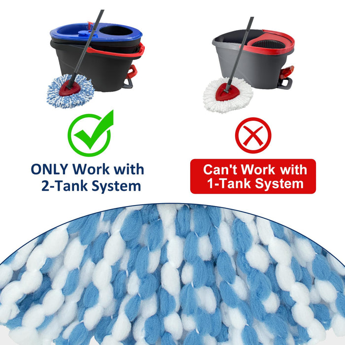 6 Pack Spin Mop Replace Head for Oceda RinseClean 2 Tank Mop System,Mop Head Refill Replacement for Oceda RinseClean 2 Tank System - Easy to Replace,100% Microfiber,All Hard-surfaced Floors Cleaning