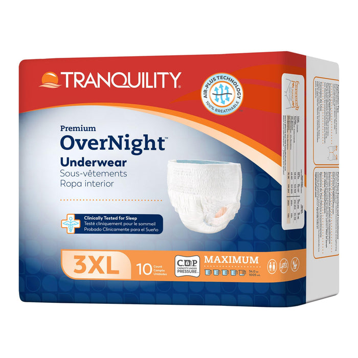 Tranquility Premium Overnight Disposable Absorbent Underwear - Maximum Absorbency, All-Night Sleep, Breathable Comfort - 34 oz Capacity, 3XL, 40 Count