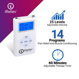 iReliev TENS + EMS Combination Unit Muscle Stimulator for Pain Relief & Arthritis & Muscle Strength - Treats Tired and Sore Muscles in Your Shoulders, Back, Ab's, Legs, Knee's and More