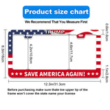 Trump 2024 License Plate Frame, Save America Again! Stainless Steel Car License Plate Cover Holder Car Frame Decoration with Screws 12.3" x 6.3"for US Standard Vehicle Size (American Flag)