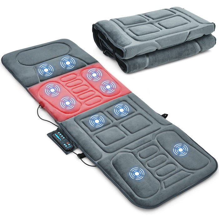 ERGOMASTER Massage Mat with 10 Vibrating Motors Heating Pad Full Body Massager Pad Cushion for Relieving Neck, Back, Waist, Legs (Massager mat-fi01)