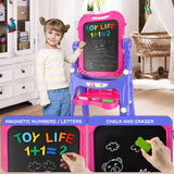 STEAM Life Easel for Kids Art Easel for Toddler Easel - 4in1 Double-Sided Large Magnetic Board Kids Chalkboard Easel Drawing White Board for Kids Magnetic Letters Numbers Christmas Gift for Kids Girls