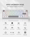 Womier SK65 Wireless Mechanical Gaming Keyboard, 60 Percent Retro Creamy Silver Aluminium Keyboard, Bluetooth 5.0/2.4GHz/USB-C Wired Hot Swappable Custom RGB Backlit Keyboard for Mac Computer PC