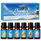 SALUBRITO Summer Fragrance Oils Set, Premium Essential Oils Set for Diffuser, Candle, Soap Making, Fresh Cotton, Coconut, Mojito, Pineapple, Ocean Breeze, Pink Island, Strong Scented Oils