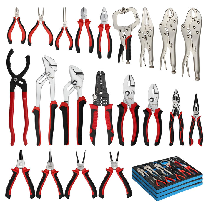 DISEN Pliers Set, 21 Pieces Full Assortment of Plier with EVA, Versatile Pliers Tool Set for Plyers Ideal as Home Use, Holiday, Fathers' Day Gift