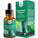 Certified Organic Lymphatic Drainage Drops - Herbal Lymphatic Cleanse and Immune Support Supplement with Echinacea Goldenseal & Red Clover Extract - Vegan Non GMO Alcohol and Sugar Free - 30 Servings