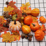 winemana 50pcs Fall Pumpkins Decor Set, Mini Artificial Gourd Fall Leaves Acorns Decorations for Home, Fall Centerpieces for Tables, Thanksgiving Vase Filler, Harvest Farmhouse Table Tiered Tray Set