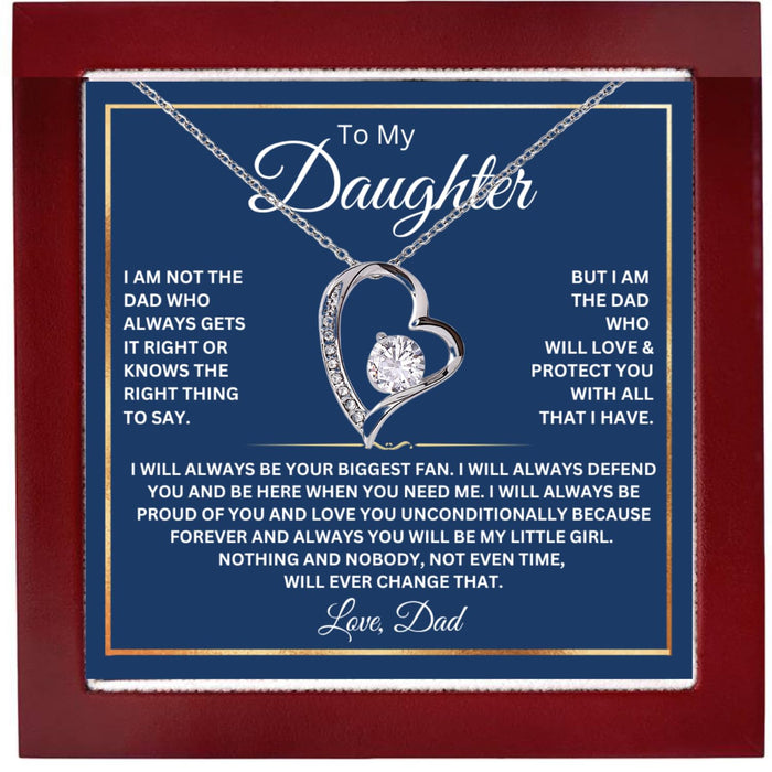 To My Daughter Necklace From Dad With Heartfelt Message, (LED, Fan Forever)