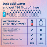 WATER DENT Water Flosser Rinse, Concentrate Mouthwash 1:10, Gum Care, IRRGIANT, Add to Water Flosser, Developed by Dentists, Fruit Flavor (Pack of 2- Value of 372 fl.oz)