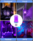 LeiNetfor Smaller LED Purple Flame Light Bulbs -3W Christmas Flickering Light Bulbs with Gravity Sensing, E26 Base Christmas Purple Light Bulb Outdoor, Vintage Flame Bulbs (2 Pack)