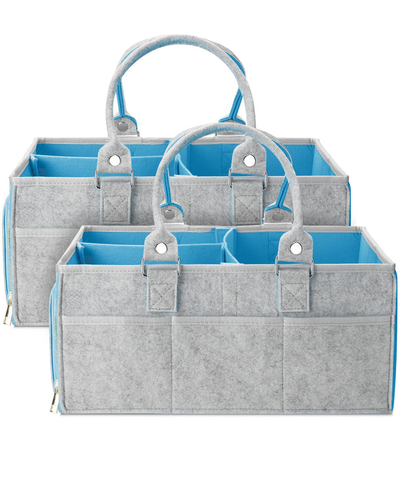 Mr. Pen- Baby Diaper Caddy Organizer, 2 Pack, Blue Inside, Large Baby Caddy Organizer with Handle, Collapsible & Portable